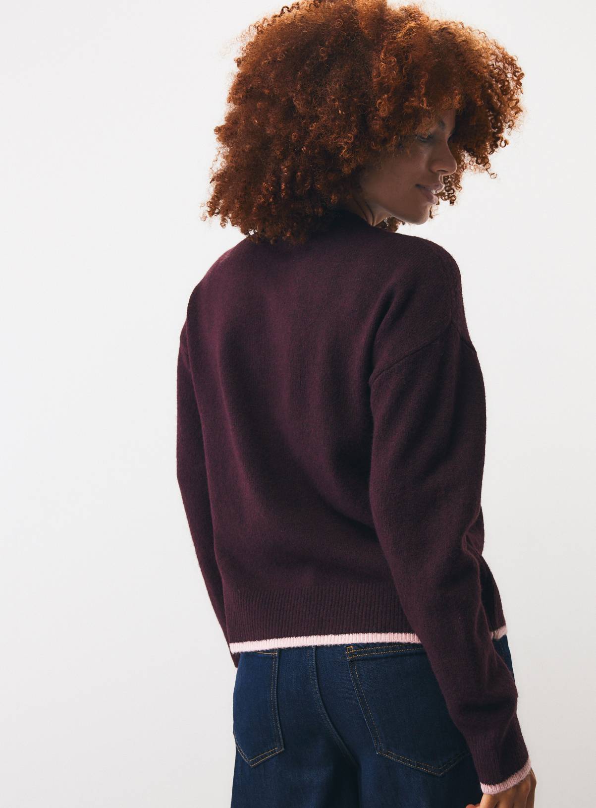 Mini Me Dark Red Merry Christmas Knitted Jumper XS - Image 4